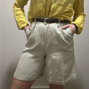 Vintage Giorgio Sant’Angelo Linen Pleated Shorts Size 10 Old Money Coastal